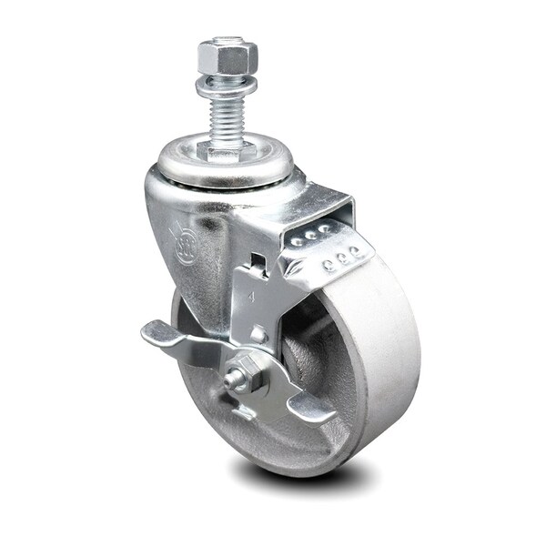 Semi Steel Swivel TS Caster w/Roller Bearing - 4" Wheel & 12MM Stem w/Brake